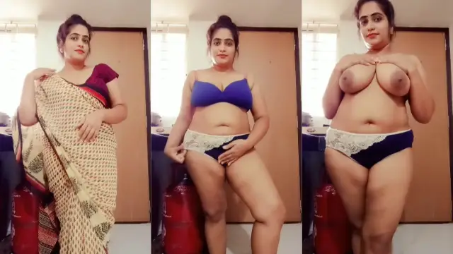 Saree se big boobs dikhane wali randi wife ki hot strip
