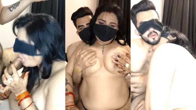 Chubby Aunty Apne Young Ko Blindfold Karke Deti Hai Special Treat