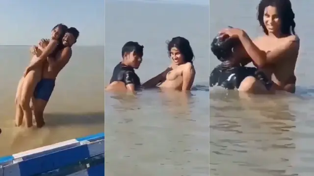 Boyfriend takes hot village girl to river for secret romance
