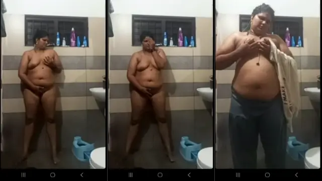 Tamil BBW aunty private nude bath for her secret lover