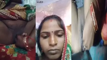 सिर पर पल्लू ओढ़ी देहाती औरत ने की चूत में उंगली